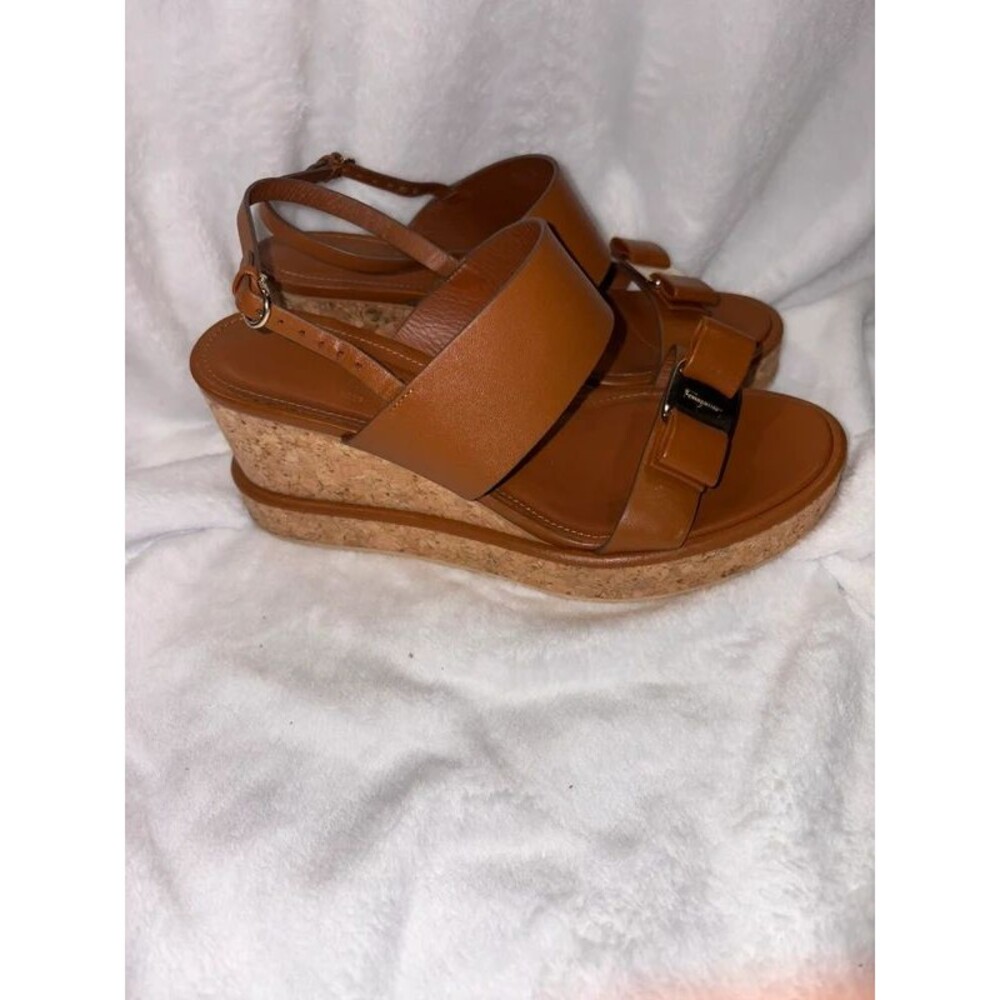 Salvatore Ferragamo Giudith Wedge Sandals Sz 7.5 C